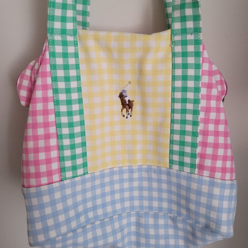Gingham Big Pony Cotton Canvas Tote Polo Ralph Lauren